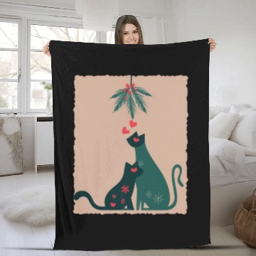 Discover Meow-y Christmas Delight: Festive Cats Collection Fleece Blankets