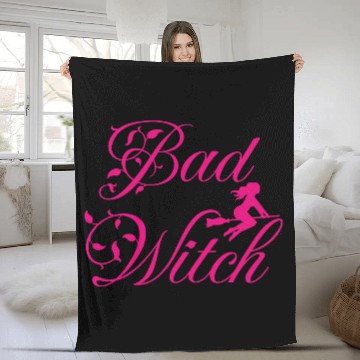 Discover bad witch; Halloween; cute; pink; witches Fleece Blankets