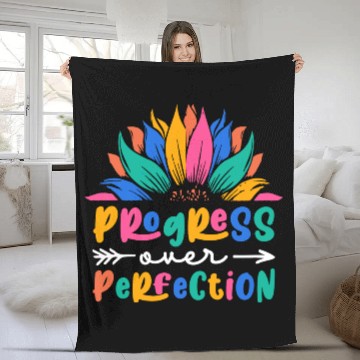 Discover Progress Over Perfection Back To School Teacher Fleece Blankets