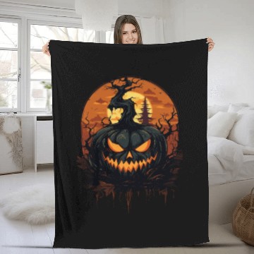 Discover Spooky Halloween Pumpkin Fleece Blankets