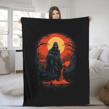 Discover Spooky Halloween Grim Reaper Fleece Blankets