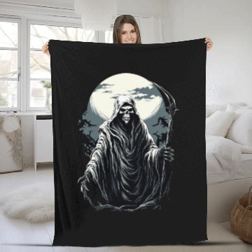 Discover Spooky Halloween Grim Reaper Fleece Blankets