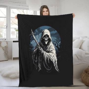 Discover Spooky Halloween Grim Reaper Fleece Blankets
