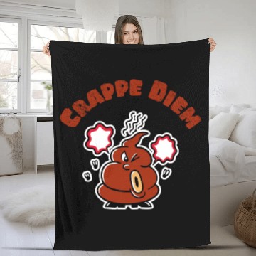 Discover Crappe Diem Funny Carpe Diem Poop Fleece Blankets