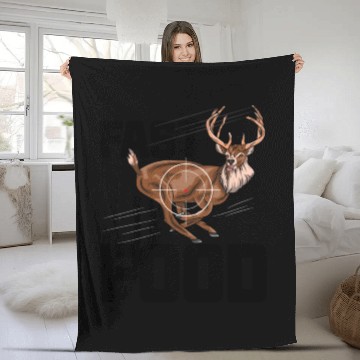 Discover Fast Food Deer Hunting Fleece Blankets