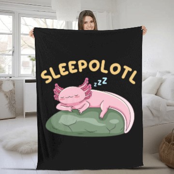 Discover Sleepolotl Pun Design for Axolotl Lovers Fleece Blankets