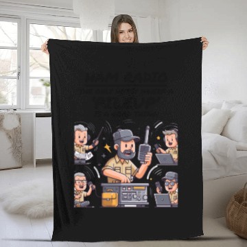 Discover Ham Radio Operator Playful Cartoon Funny Hobby Fleece Blankets