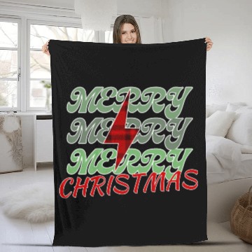 Discover Merry christmas with lightning bolt Fleece Blankets