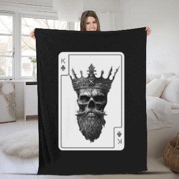 Discover King Spades Halloween Creepy Gothic Poker Fleece Blankets
