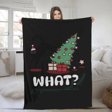 Discover Cat Lover Gift Cat Pushing Christmas Tree Fleece Blankets