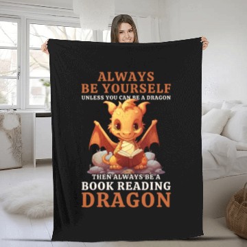 Discover "Always Be Yourself" - Book Reading Yellow Dragon Fleece Blankets