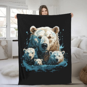 Discover A Polar Bear Family Gift Bear Mom and Cubs Fleece Blankets