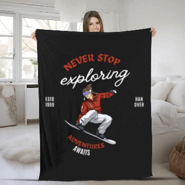 Discover "Winter Wonderland Thrills: Snowboarder's Paradise Fleece Blankets