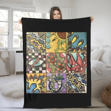Discover Hand painted wooden squares art by KateToxin Fleece Blankets