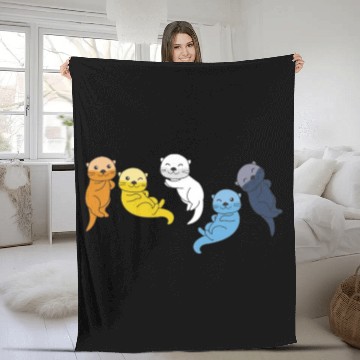 Discover Aroace Flag Pride Lgbtq Cute Otter Fleece Blankets