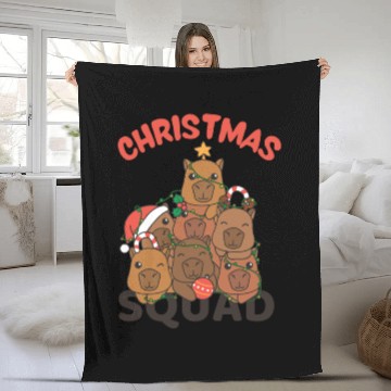Discover Capybara Christmas Tree Christmas Squad Capybaras Fleece Blankets