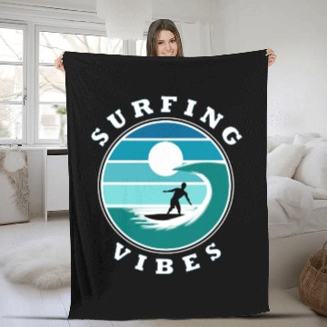 Discover Surfing Vibes – retro 2 - Surfer Fleece Blankets