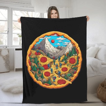 Discover Pizza landscape Fleece Blankets