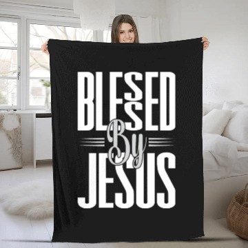 Discover Blessed By Jesus Love Jesus Christian Christmas Fleece Blankets
