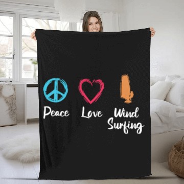 Discover Peace Love Wind Surfing Fleece Blankets