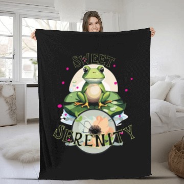 Discover Sweet Serenity - Frog on A Lilypad Fleece Blankets