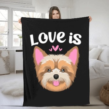Discover Love Is Yorkie Face Yorkshire Terrier Dog Fleece Blankets