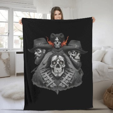 Discover Cowboy Skull Fleece Blankets Design - Wild West Rodeo Grap