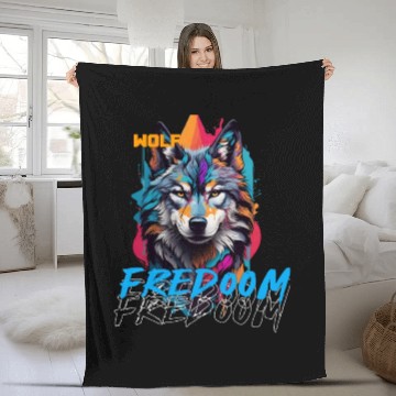 Discover Incredible wolf face street Fleece Blankets