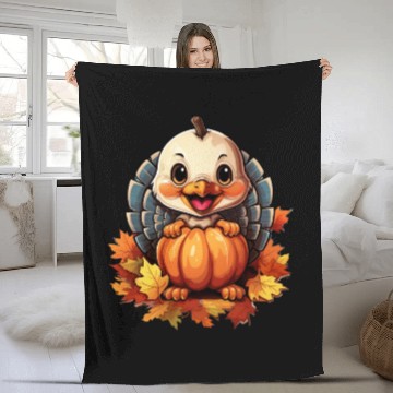 Discover Pumpkin Bird Turkey Holiday Animal Pet Lover Fleece Blankets