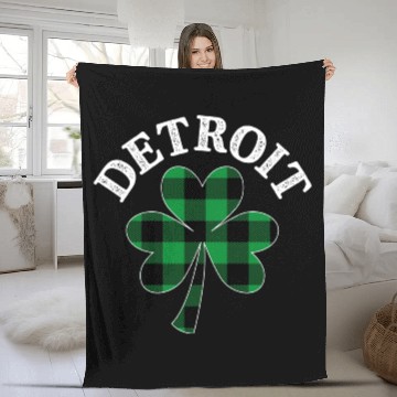 Discover Detroit Michigan Irish Shamrock St Patrick s Day Fleece Blankets