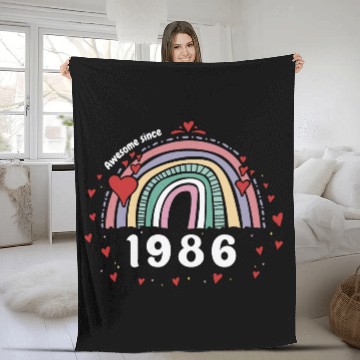 Discover Cute Rainbow Awesome 1986 - 37th Birthday w/ Fleece Blankets