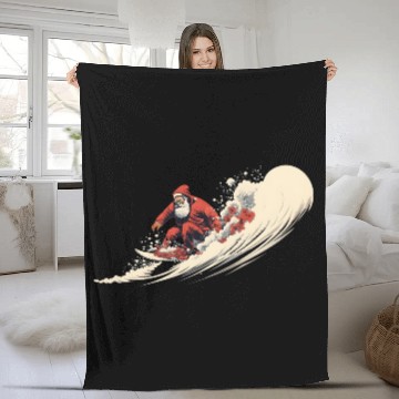 Discover Surfing Santa Summer Christmas Fleece Blankets