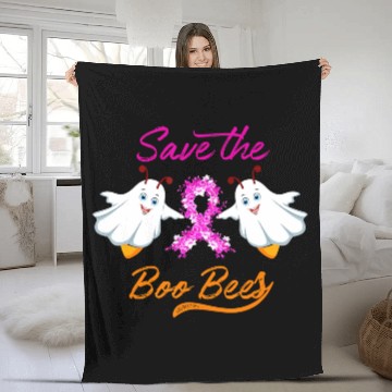 Discover Breast Cancer Halloween Save The Boo Bees Fleece Blankets