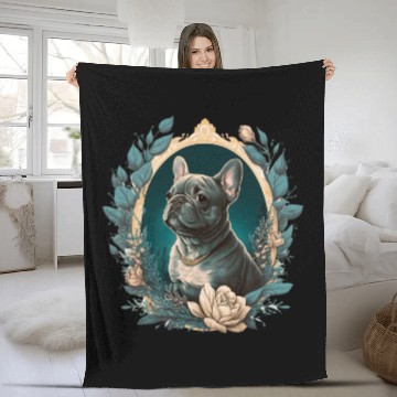 Discover French Bulldog |Aloha Ukulele Hawaii Guitar Funny Fleece Blankets