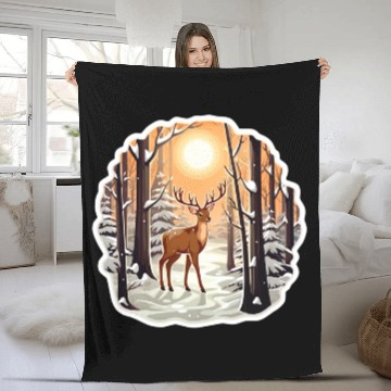 Discover Deer in Forest Fleece Blankets