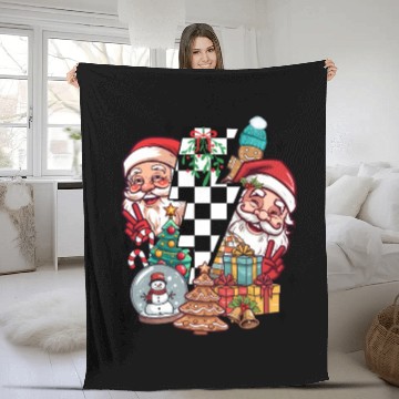 Discover Retro Christmas, Santa, Groovy, Disco Ball, Frosty Fleece Blankets