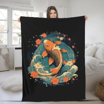 Discover Koi Fish Koi Carp Japanese Koi Garden-Pond Koi Fleece Blankets
