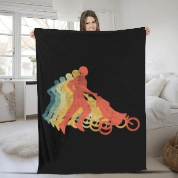 Discover Father Running With Baby Carriage Retro Vintage Fleece Blankets