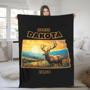 Discover North Dakota - Elk Fleece Blankets