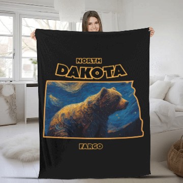 Discover North Dakota - Bear Fleece Blankets