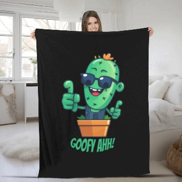 Discover Fun Cactus Character Goofy Ahh Fleece Blankets