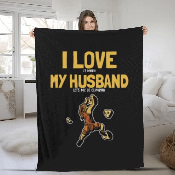 Discover I love my Husband Climbing Bouldering Indoor Fleece Blankets