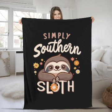 Discover sloth simply southern Fleece Blankets