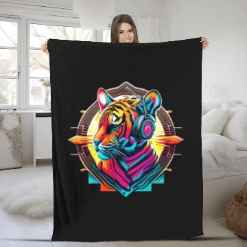 Discover Colorful Tiger Face Fleece Blankets
