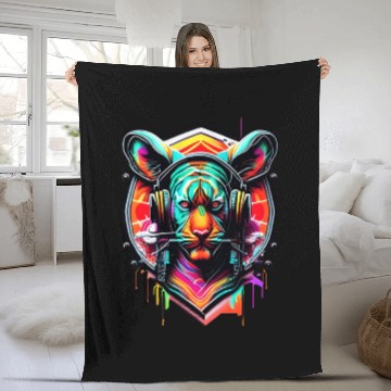 Discover Colorful Tiger Face Fleece Blankets