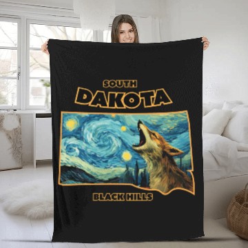Discover South Dakota - Coyote Fleece Blankets