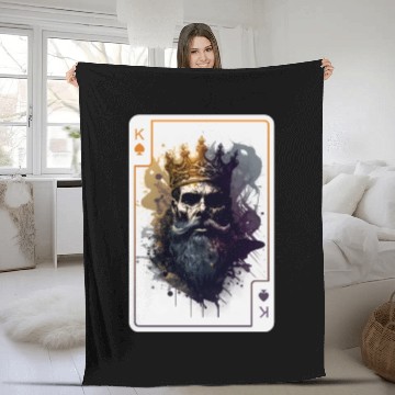 Discover Creepy Card Game King Spades Poker Nightmare Fleece Blankets