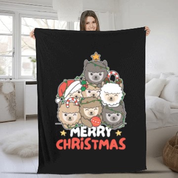 Discover Alpaca Christmas Tree Merry Christmas Fleece Blankets