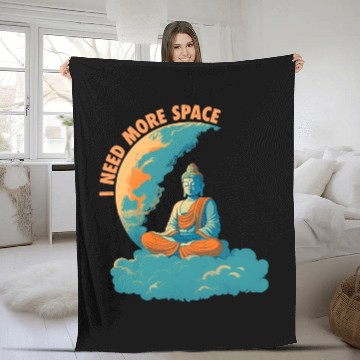 Discover i need more space buddha Fleece Blankets
