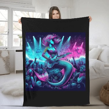 Discover rock and roll under the sea Fleece Blankets